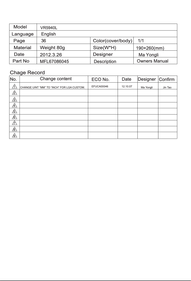 Page n°1 - Manuel utilisateur LG Hom-Bot LRV590S
