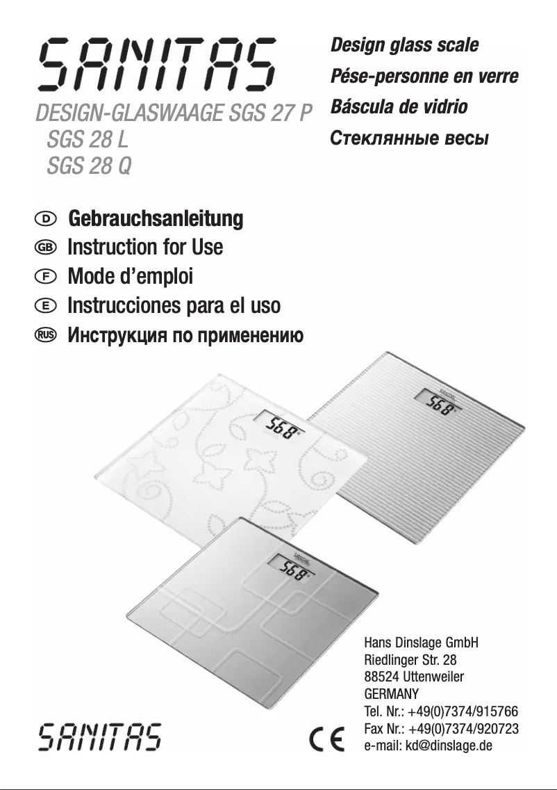 Page 1 de la notice Manuel utilisateur Sanitas SGS 28 Q