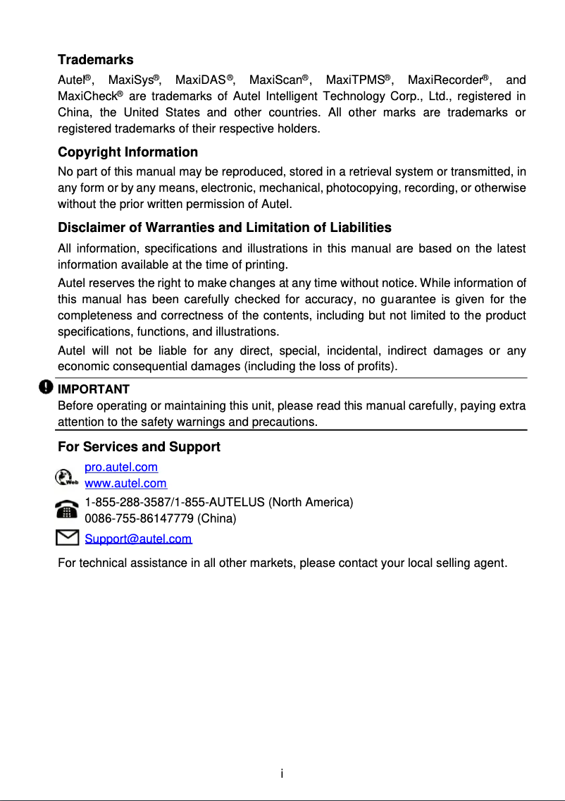 Page 1 de la notice Manuel utilisateur Autel MaxiDAS DS808