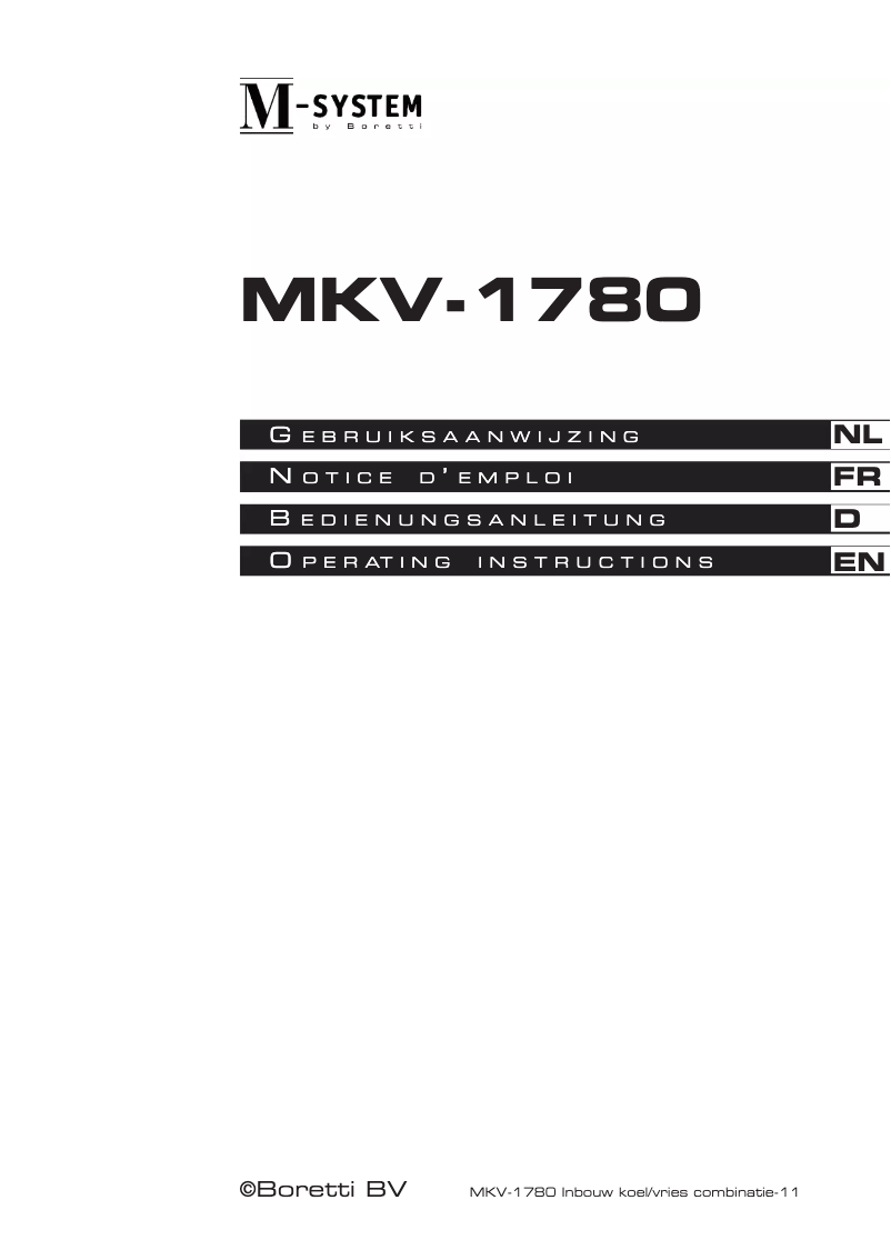 Page n°1 - Manuel utilisateur M-System MKV-1780