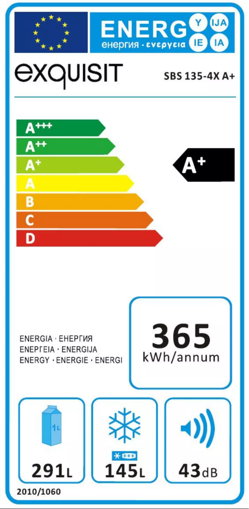 Page 1 de la notice Label énergétique Exquisit SBS135-4XA+