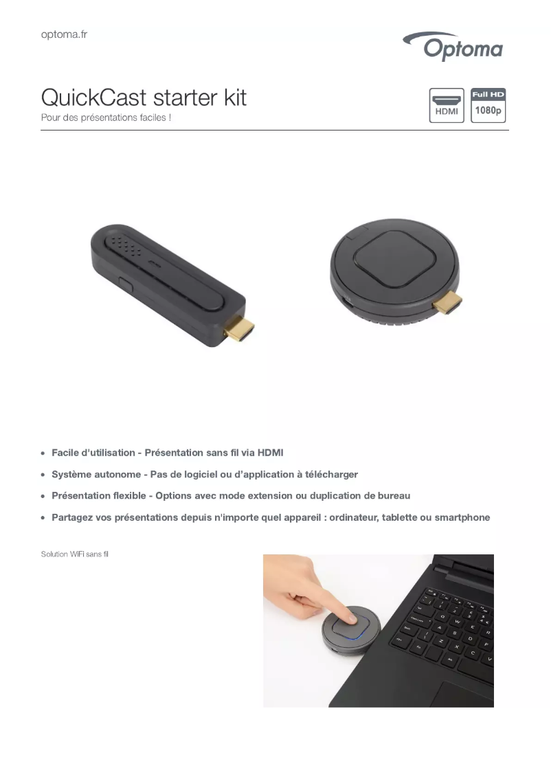 Page n°1 - Manuel utilisateur Optoma QuickCast starter kit