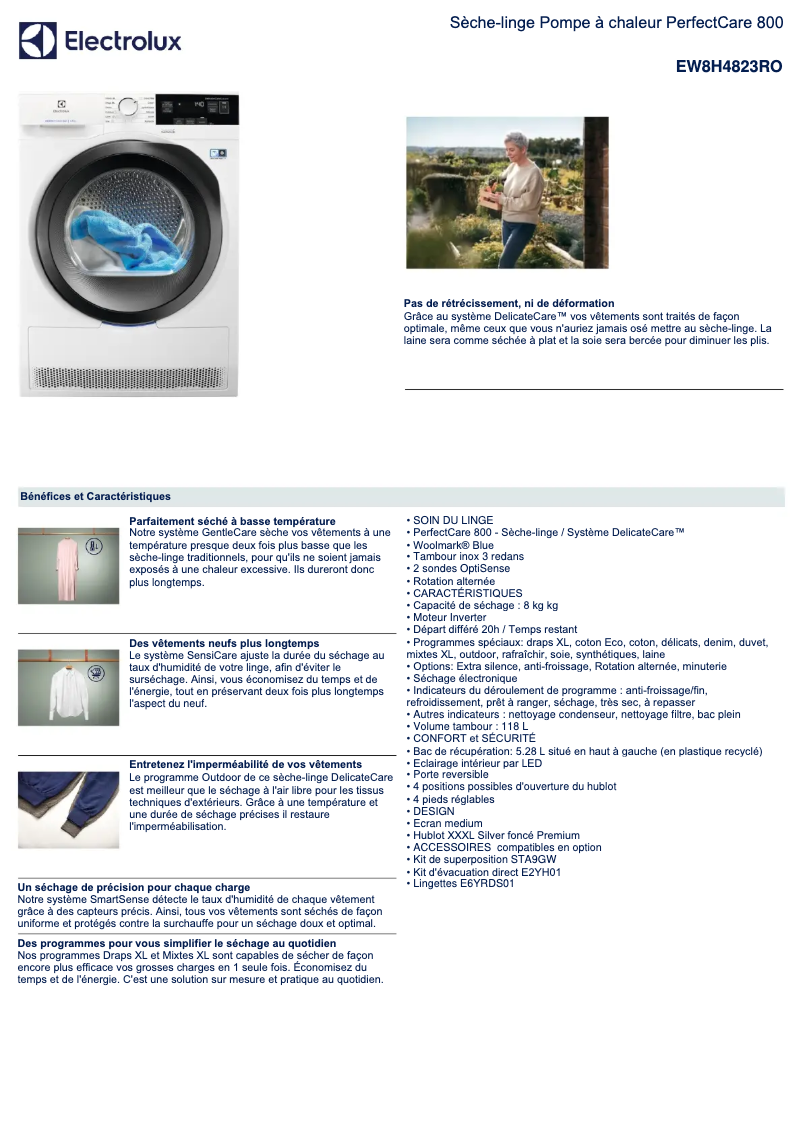 Page n°1 - Fiche technique Electrolux EW8H4823RO