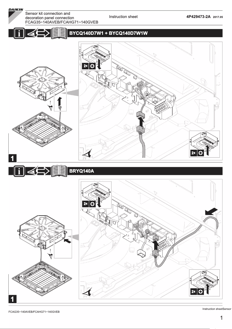 Page 1 de la notice Guide d'installation Daikin FCAHG140GVEB