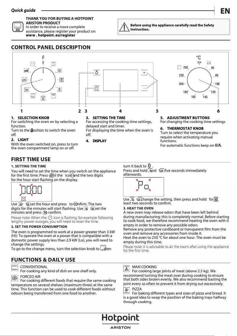 Página 1 del manual Manual de usuario Hotpoint FA2 840 P IX HA