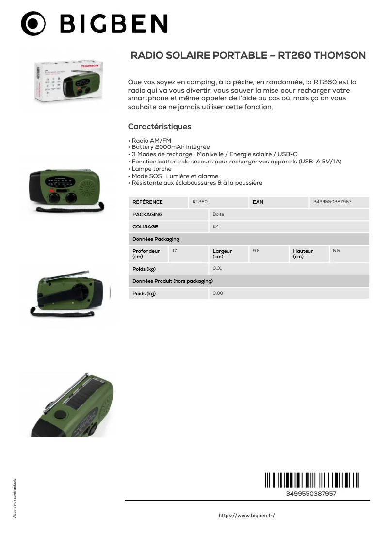 Image de la première page du manuel de l'appareil RT260