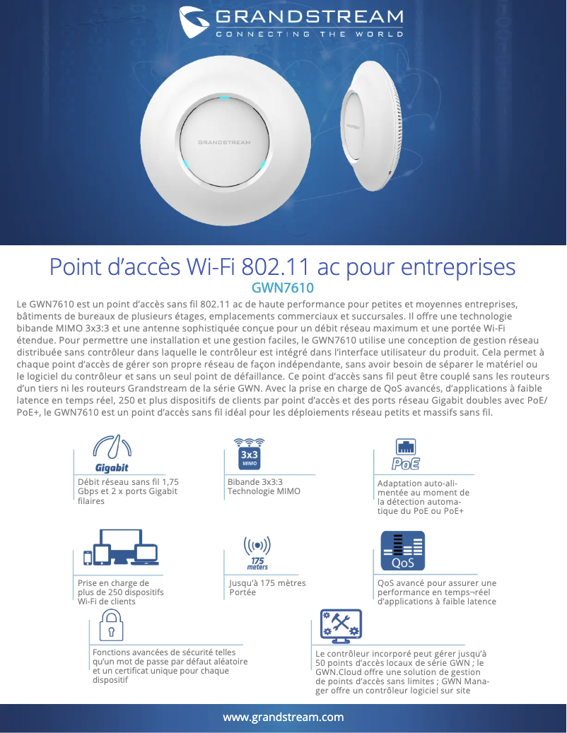 Image de la première page du manuel de l'appareil GWN7610