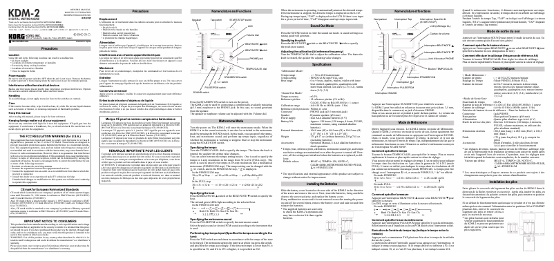 Page n°1 - Manuel utilisateur Korg KDM-2
