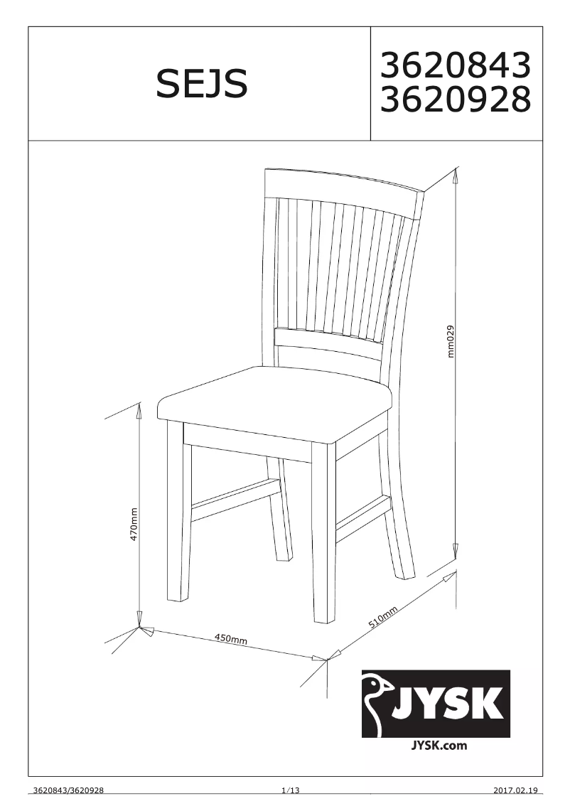 Page 1 de la notice Manuel utilisateur JYSK Sejs