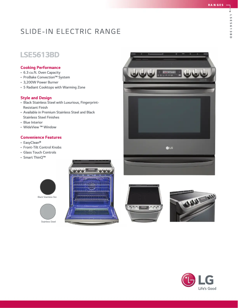 Página 1 del manual Ficha técnica LG LSE5613BD