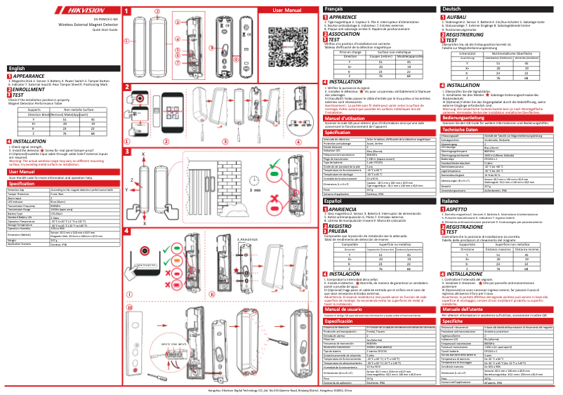 Page n°1 - Guide de démarrage rapide Hikvision DS-PDMCX-E-WE