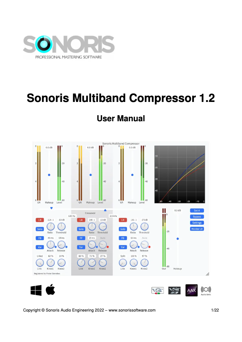 Page 1 de la notice Manuel utilisateur SONORIS Multiband Compressor 1.2