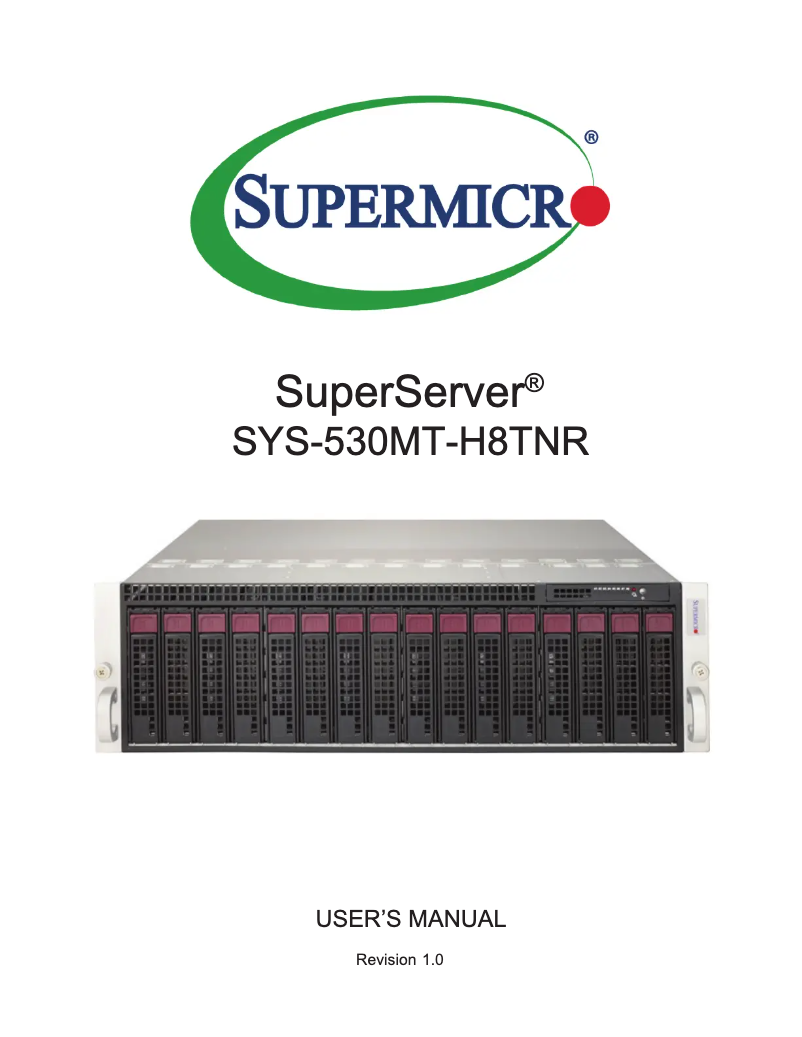 Image de la première page du manuel de l'appareil SuperServer SYS-530MT-H8TNR