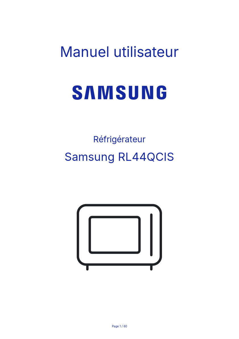Page n°1 - Manuel utilisateur Samsung RL44QCIS