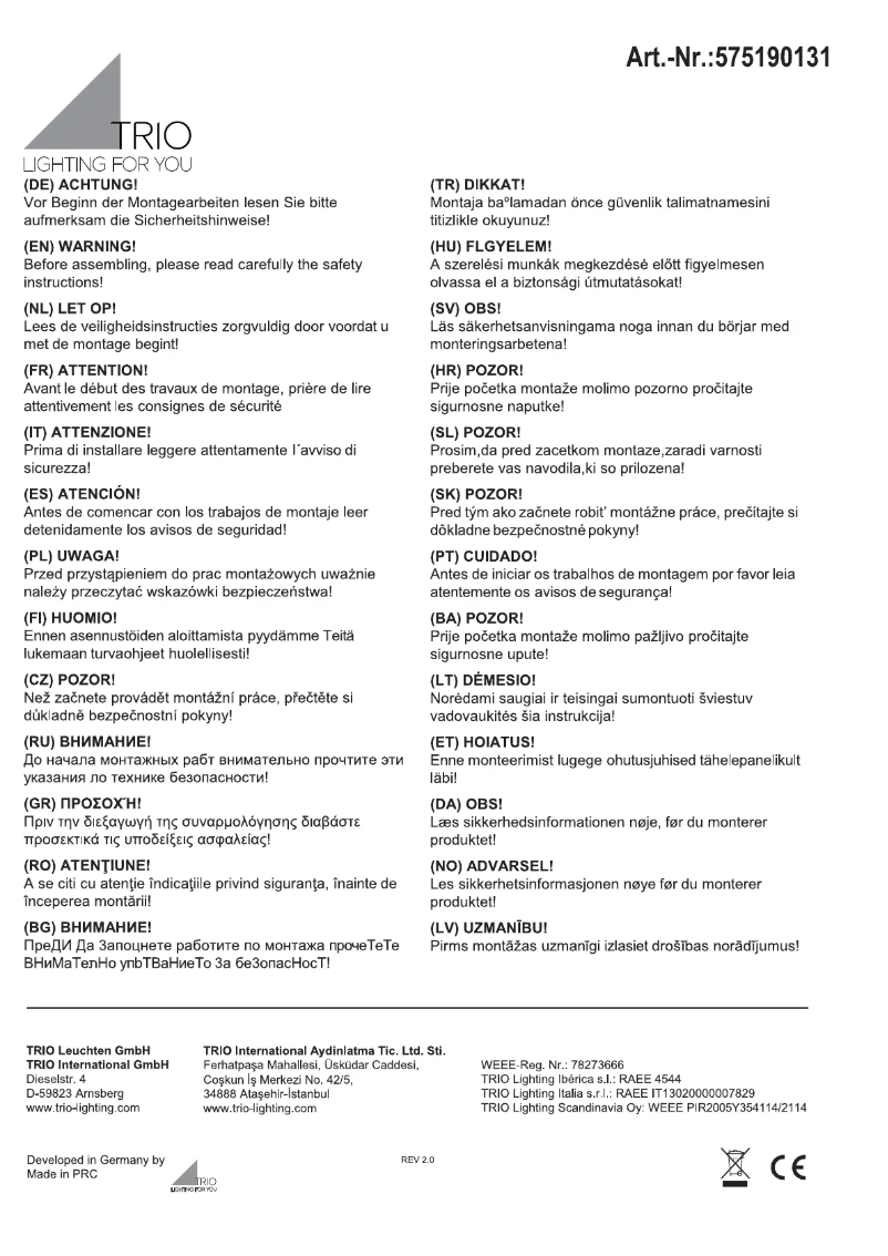 Image de la première page du manuel de l'appareil Tento 575190131