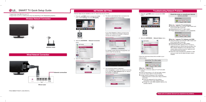 Page 1 de la notice Guide d'installation LG 47LM6710
