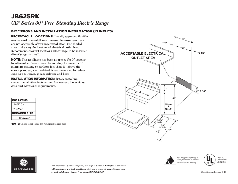 Imagen de la primera página del manual del dispositivo JB625RKSS