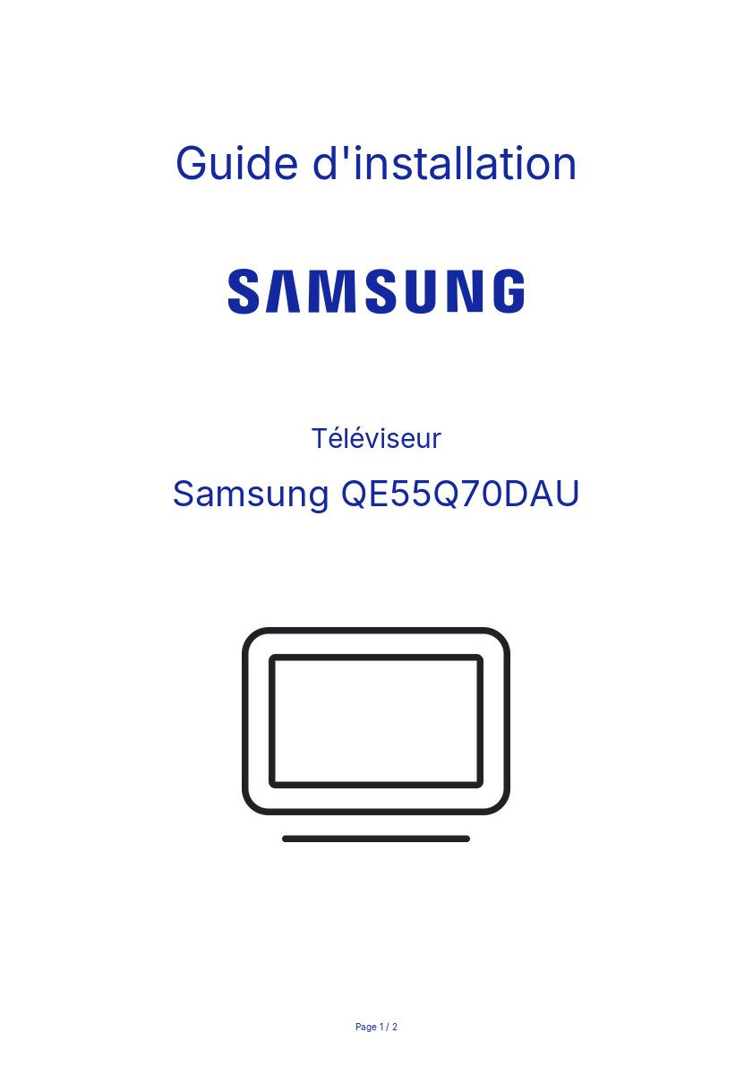 Page n°1 - Guide d'installation Samsung QE55Q70DAU