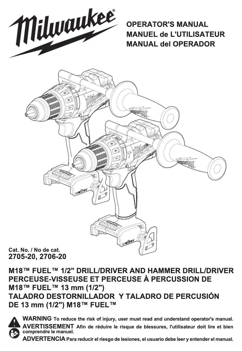 Page n°1 - Manuel utilisateur Milwaukee M18 Fuel ONE-KEY 2705-22