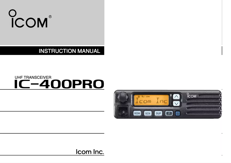 Image de la première page du manuel de l'appareil IC-400PRO