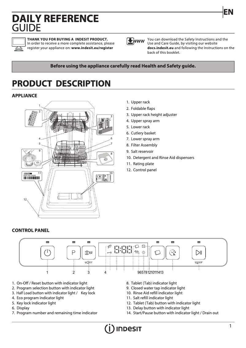 Page 1 de la notice Manuel utilisateur Indesit DSFC 3M19 UK