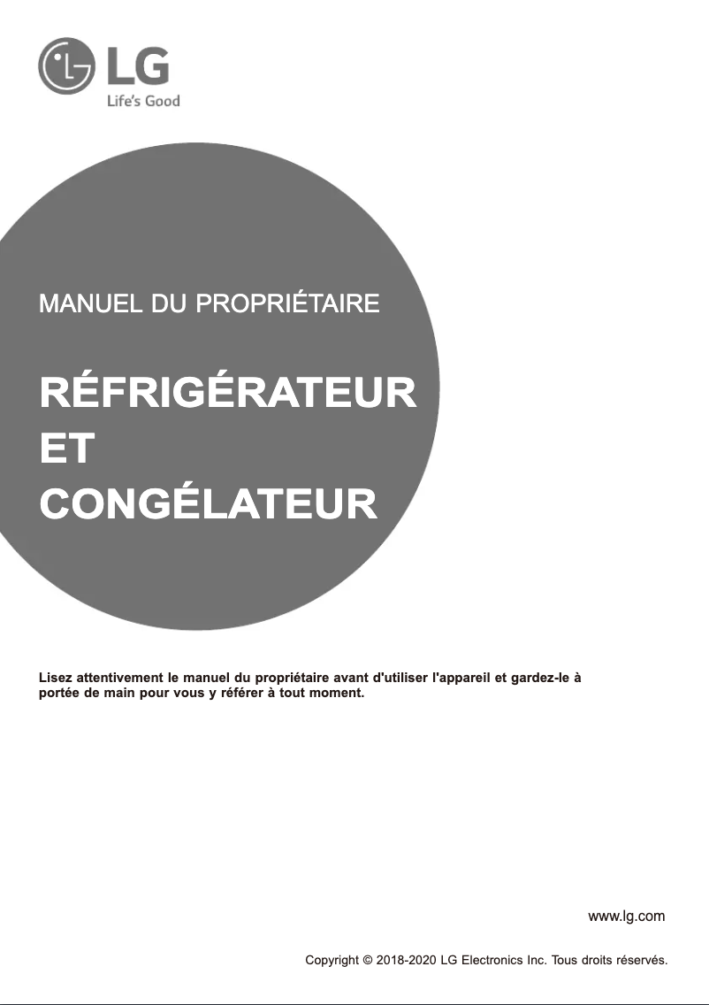 Page 1 de la notice Manuel utilisateur LG GR-F882HBHU