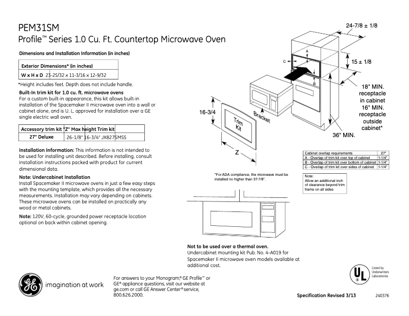 Image de la première page du manuel de l'appareil Spacemaker PEM31SMSS