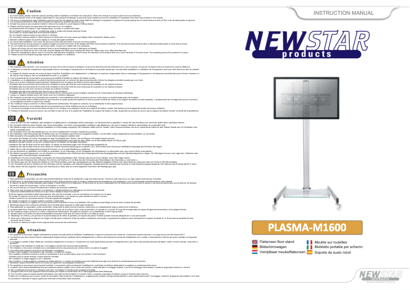 Page 1 de la notice Manuel utilisateur Newstar PLASMA-M1600
