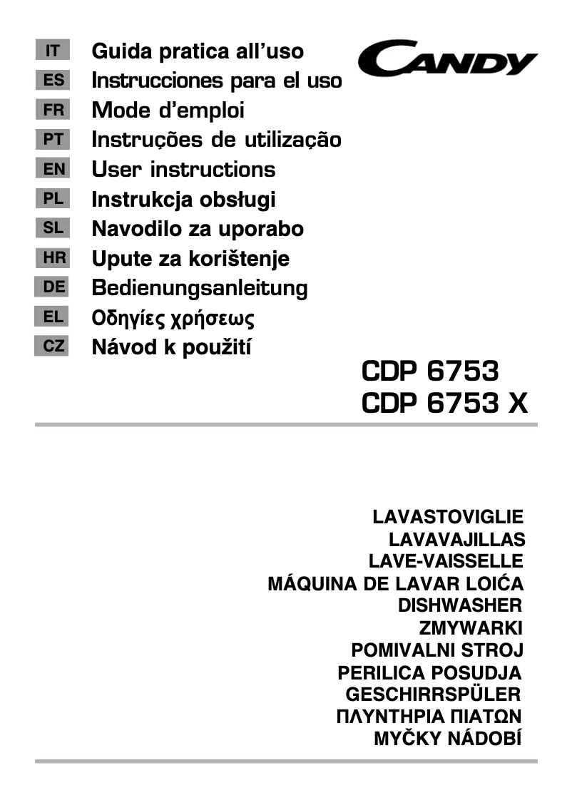 Page 1 de la notice Manuel utilisateur Candy CDP 6753