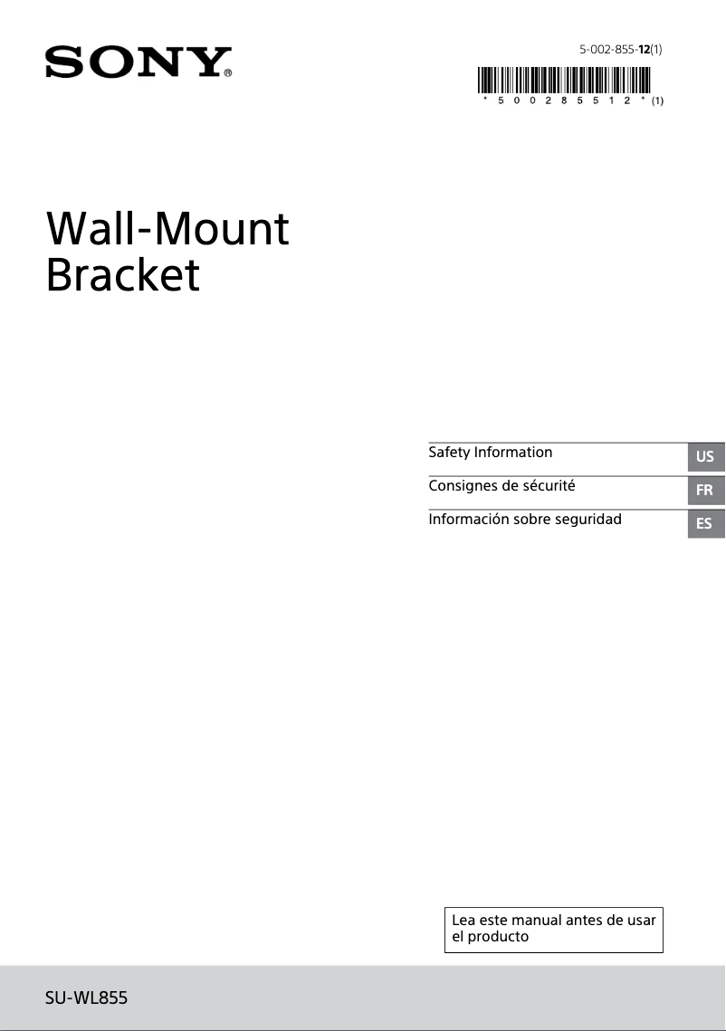 Page 1 de la notice Manuel utilisateur Sony SU-WL855