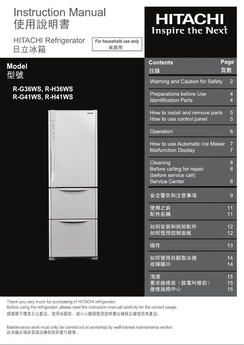 Image de la première page du manuel de l'appareil R-G36WS
