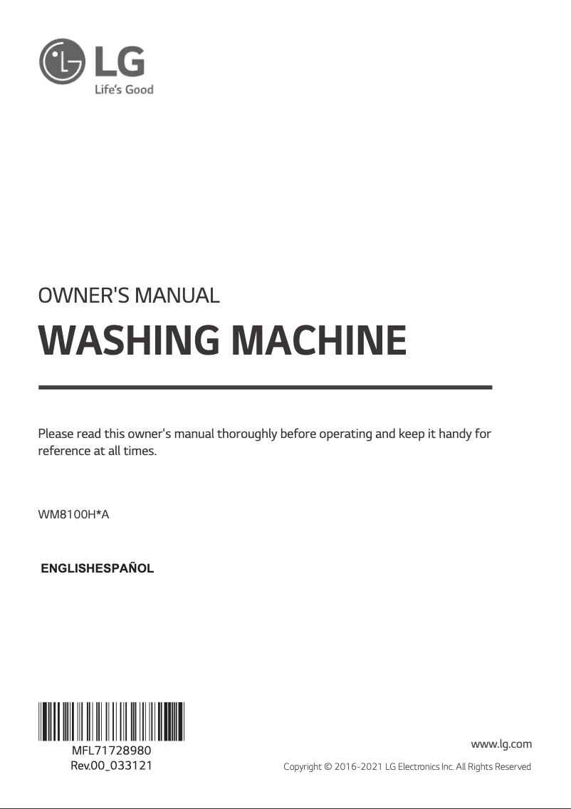 Página 1 del manual Manual de usuario LG WM8100HWA