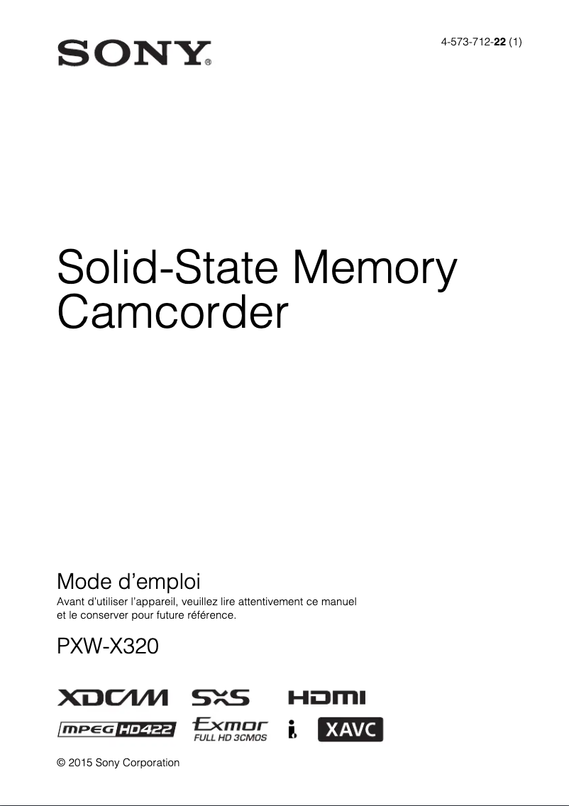 Page n°1 - Manuel utilisateur Sony PXW-X320