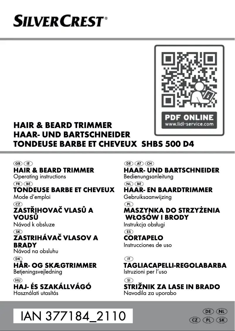 Page 1 de la notice Manuel utilisateur SilverCrest SHBS 500 D4