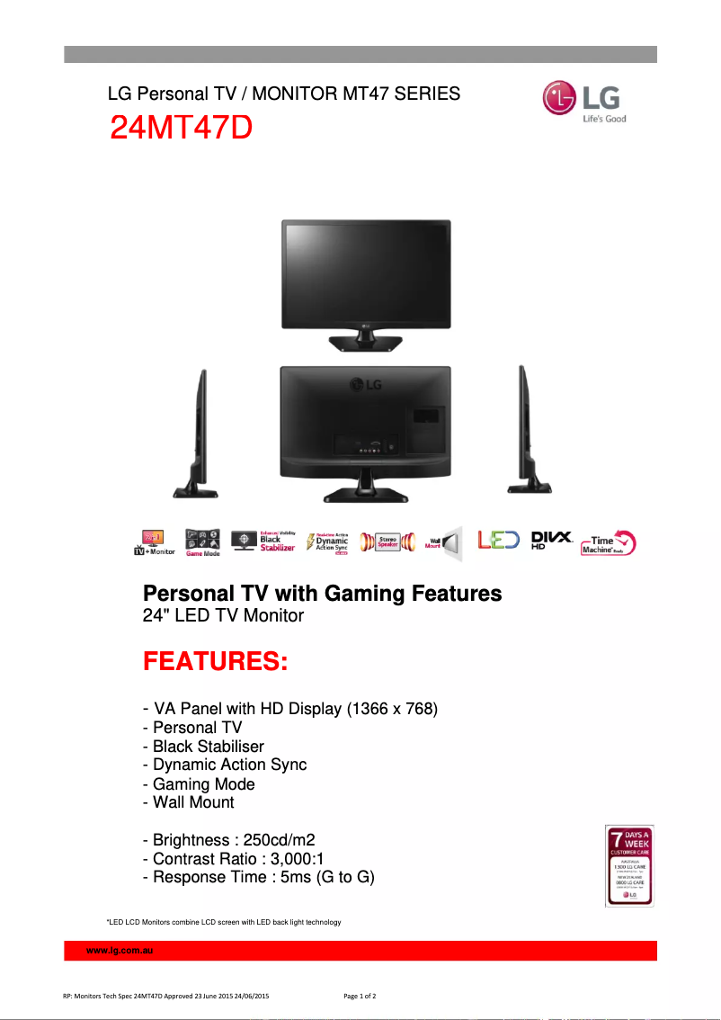 Image de la première page du manuel de l'appareil 24MT47D