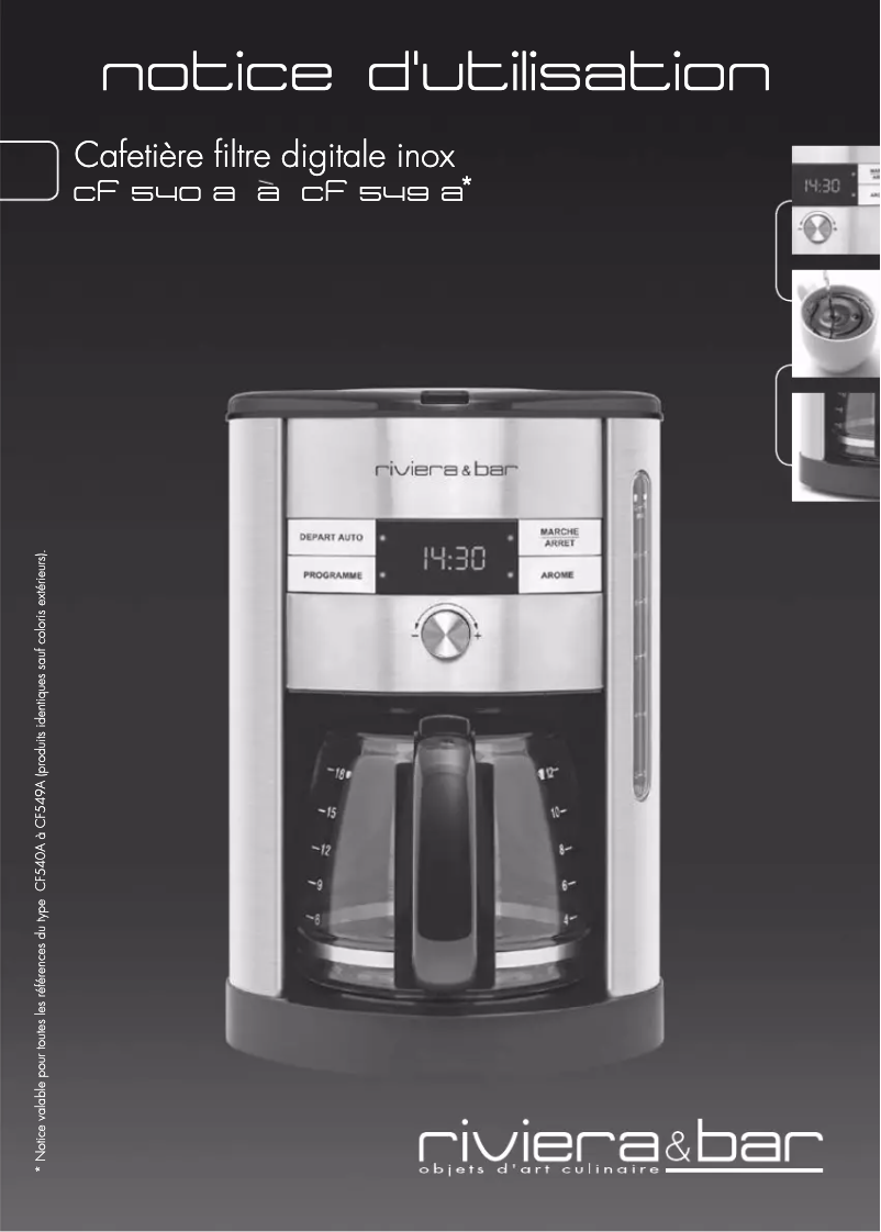 Page 1 de la notice Manuel utilisateur Riviera & Bar CF547A