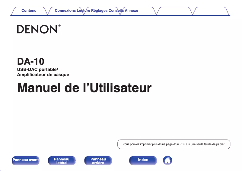 Page n°1 - Manuel utilisateur Denon DA-10