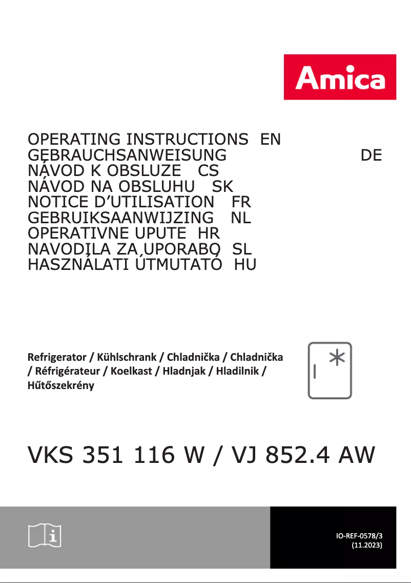 Page 1 de la notice Manuel utilisateur Amica VKS 351 116 W