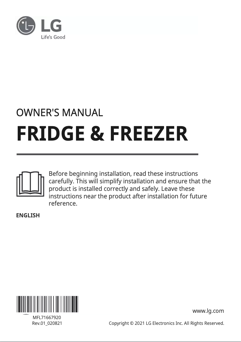 Page 1 de la notice Manuel utilisateur LG GRD-274PNC