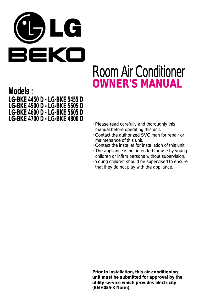 Page n°1 - Manuel utilisateur LG-Beko LG-BKE 4800 D