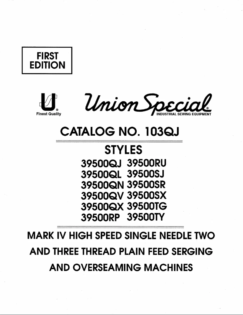 Page n°1 - Manuel utilisateur Union Special 39500QL