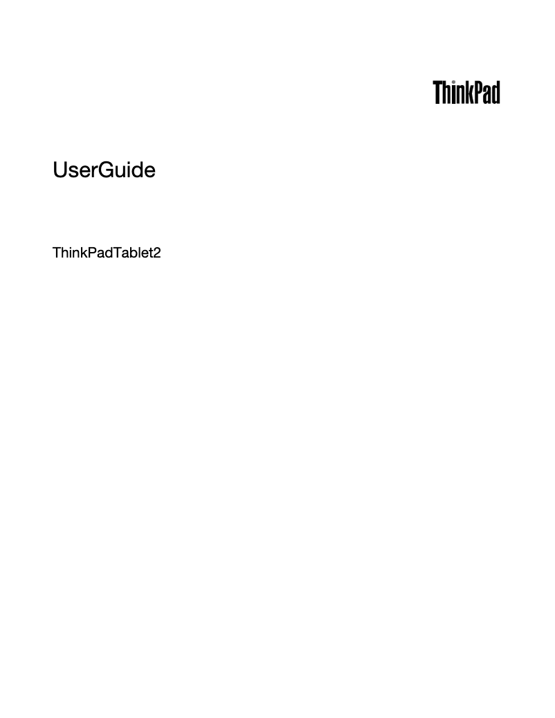 Image de la première page du manuel de l'appareil ThinkPad Tablet 2