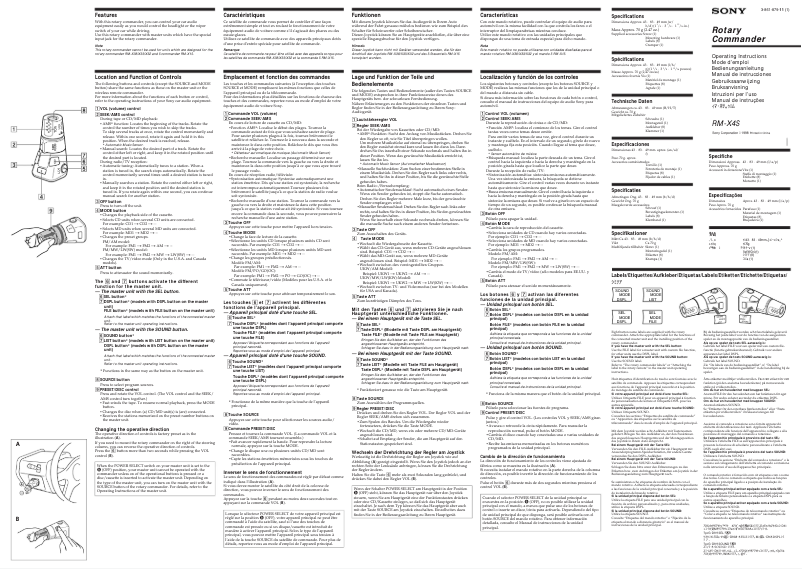 Page n°1 - Manuel utilisateur Sony RM-X4S