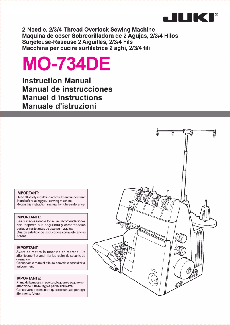Page n°1 - Manuel utilisateur Juki MO-734DE