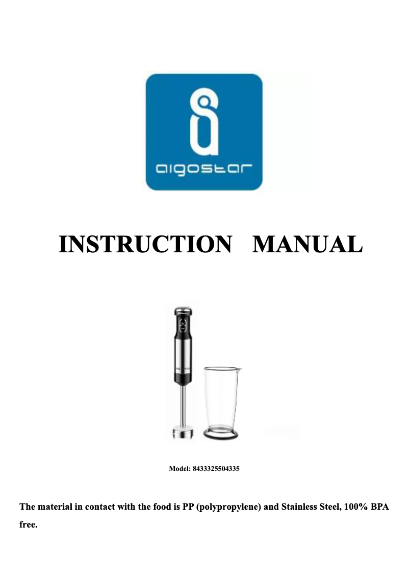 Page 1 de la notice Manuel utilisateur Aigostar Speedy 30JIL