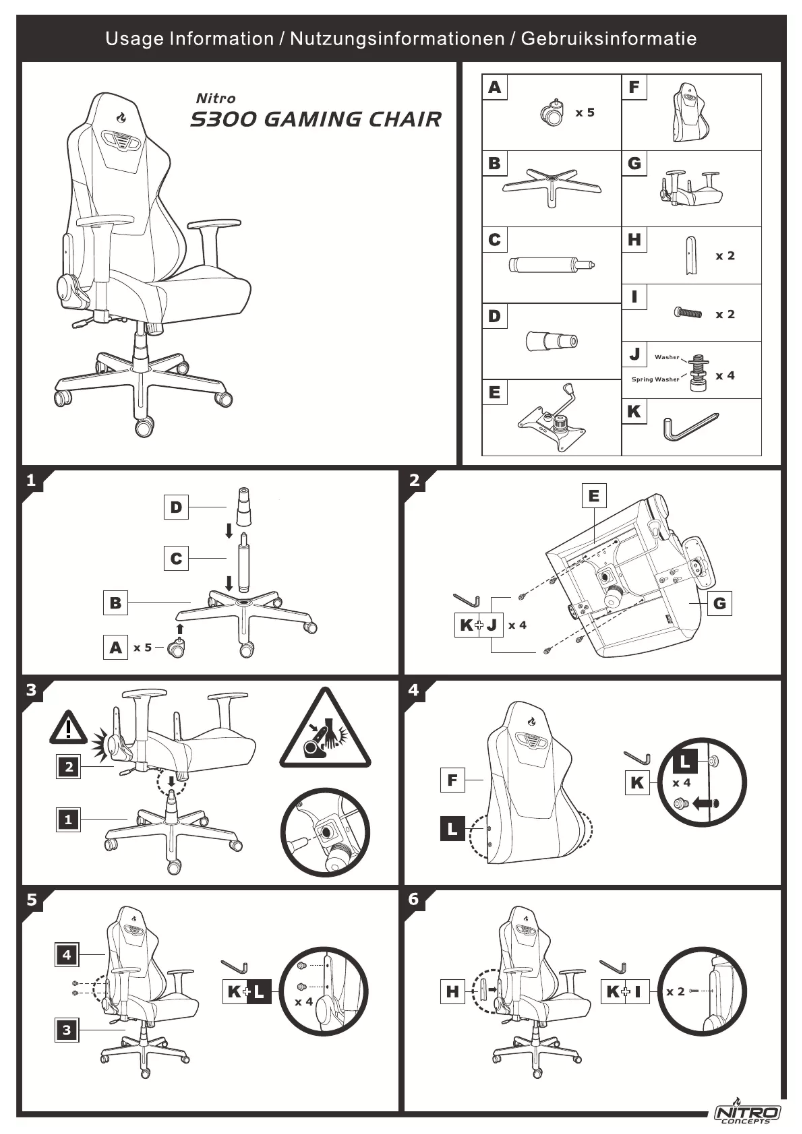 Page 1 de la notice Manuel utilisateur Noblechairs Nitro S300