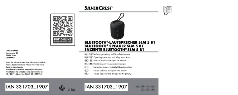 Page 1 de la notice Manuel utilisateur SilverCrest SLM 5 B1