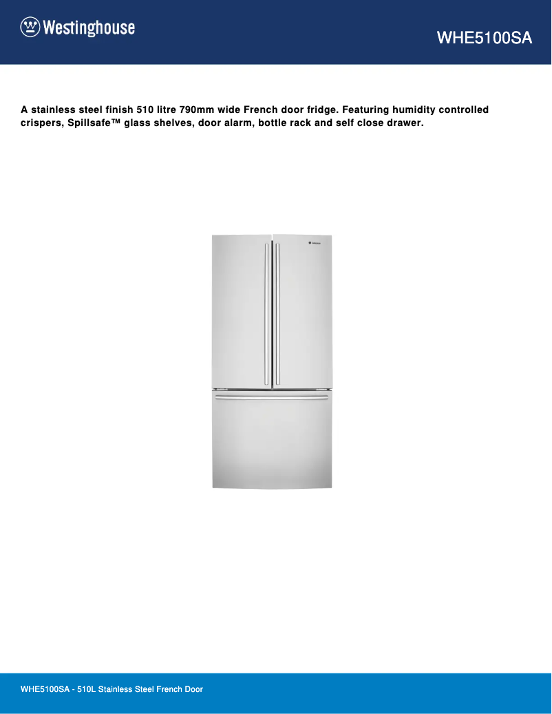 Page n°1 - Fiche technique Westinghouse WHE5100SA