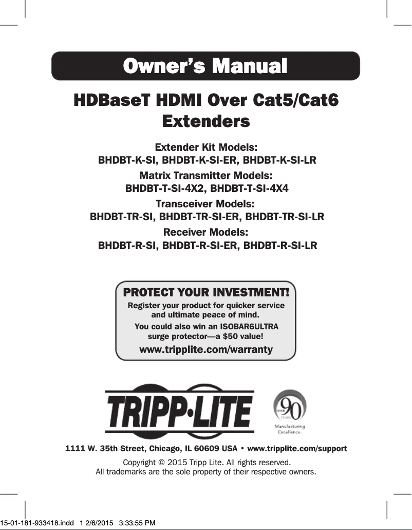 Page 1 of the manual User Manual Tripp Lite BHDBT-T-SI-4X2