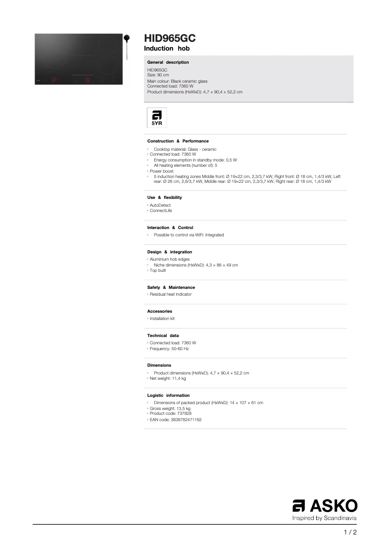 Image de la première page du manuel de l'appareil HID965GC